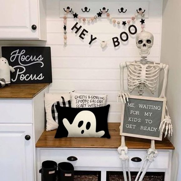 Halloween Pillow Cover 12x20 Ghost Decorations Outdoor Home Sofa - Picture 6 of 6